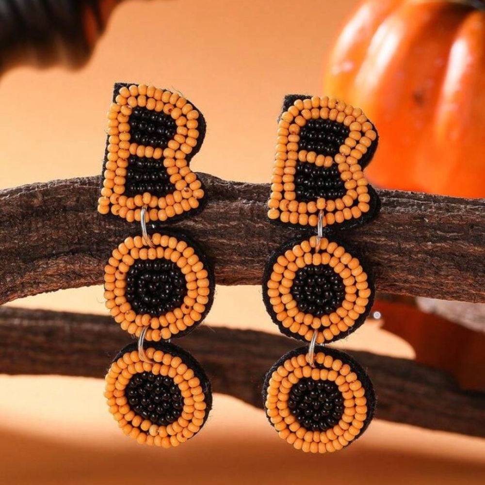 Beaded Halloween 'BOO' Earrings - Picture 1 of 3